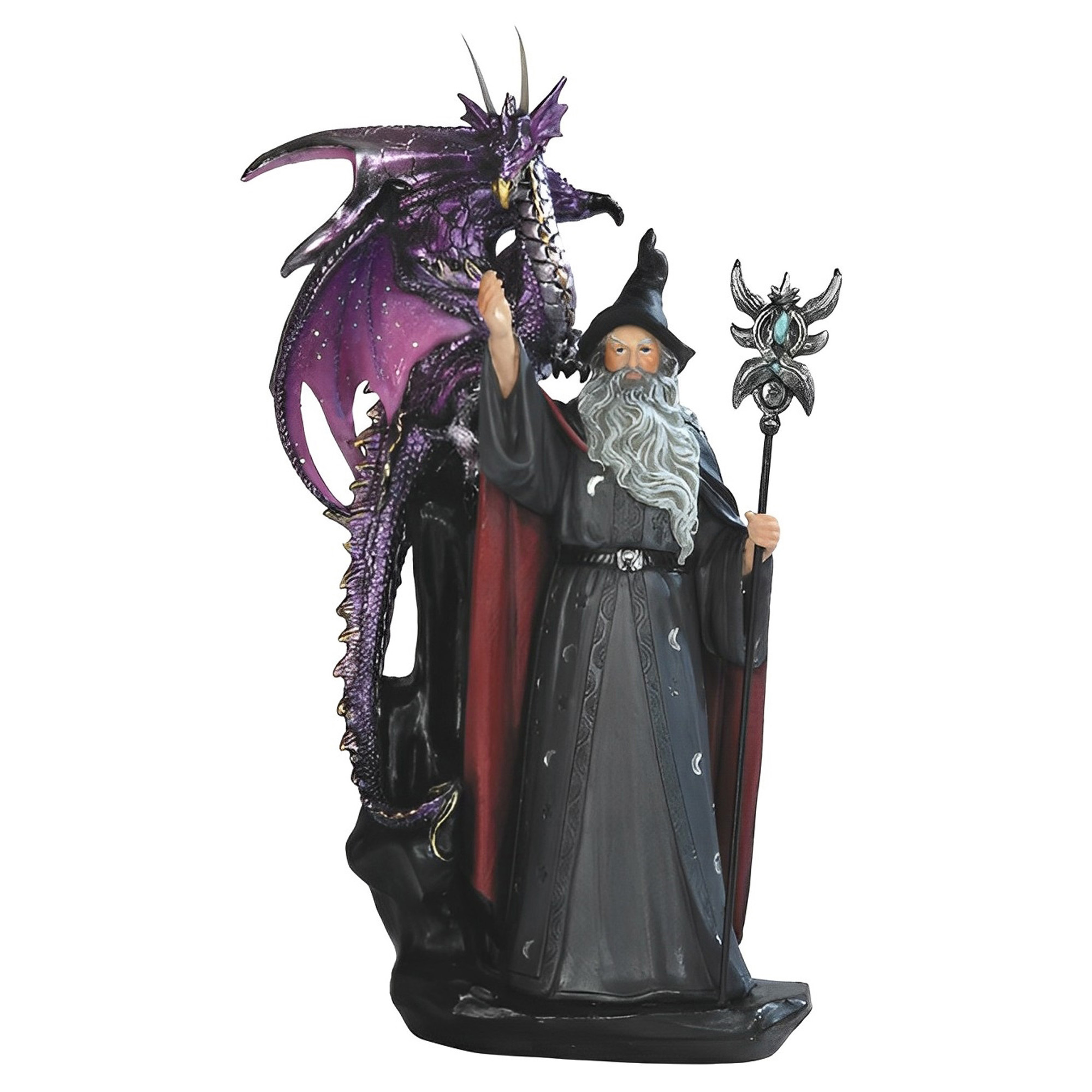 Resin Art And Decor - Fantasy-Themed 11-Inch Wizard Figurine with Purple