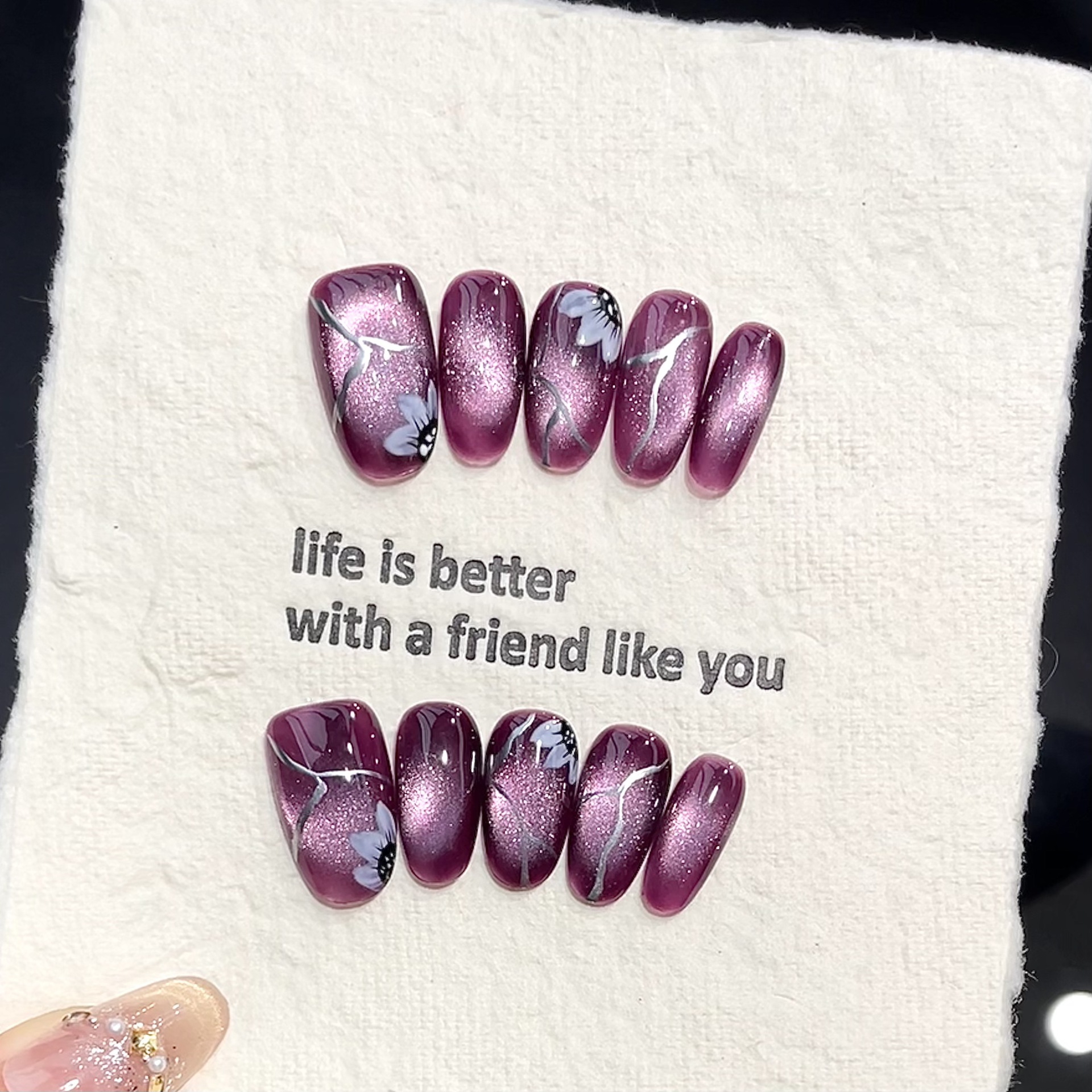 Resin Art Purple - 10pcs Handmade Pressed Oval Nail Art,Nice