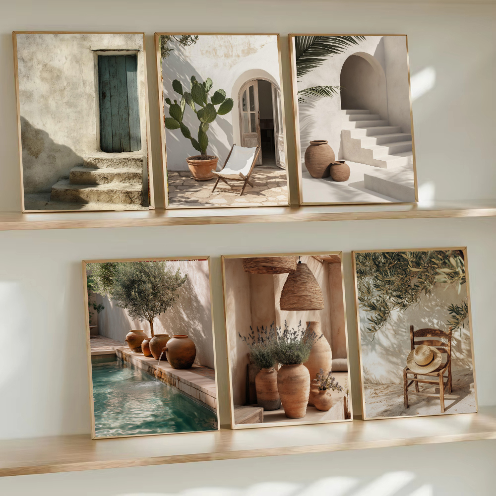 Resin Art Wall Decor - Boho Olive Tree Terracotta Vase Poster
