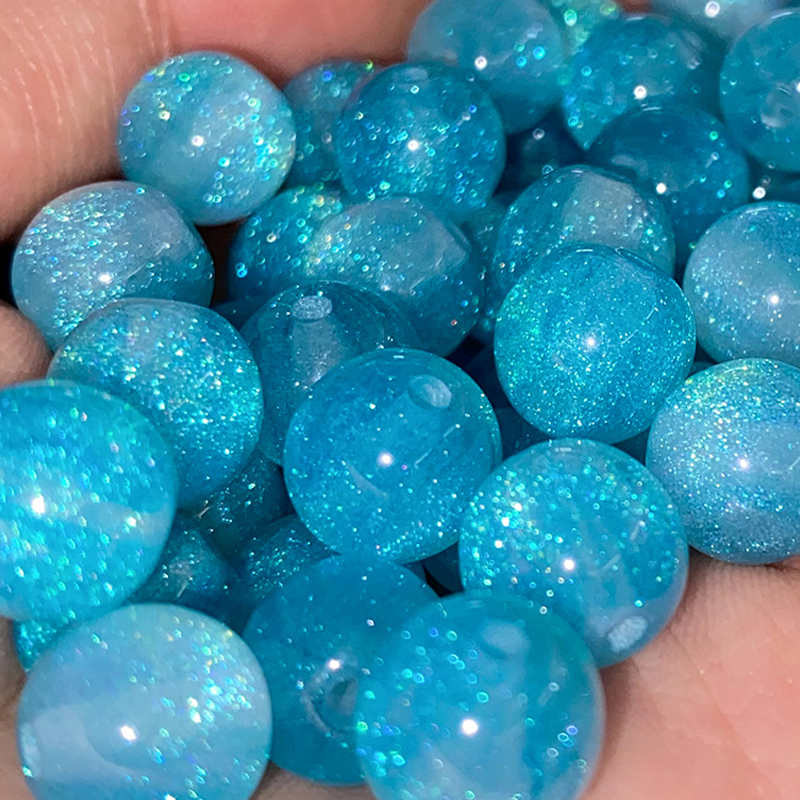 Resin Art Bracelet - 50pcs 10mm Sky Blue Resin Starry