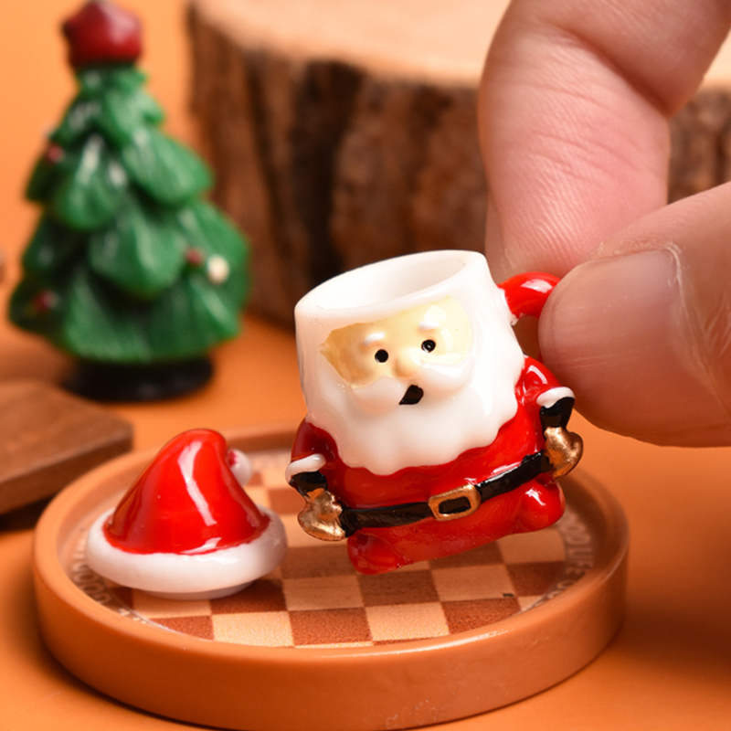 Resin Art And Decor - Mini Santa Teacup Ornament - Resin