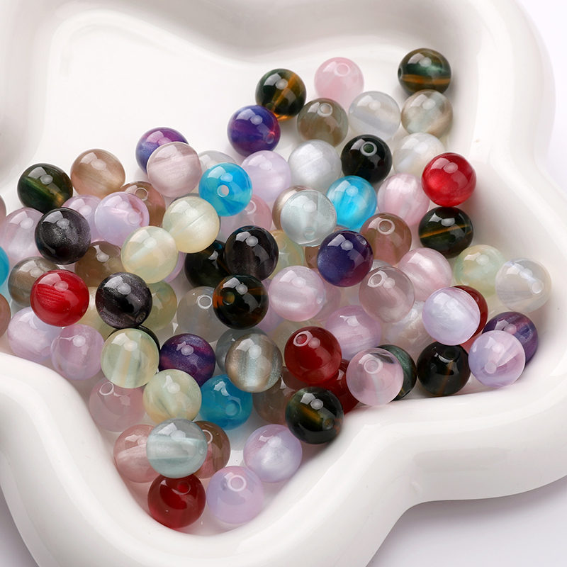 Resin Art Bracelet - 10mm 10pcs Resins Cat Eye Beads