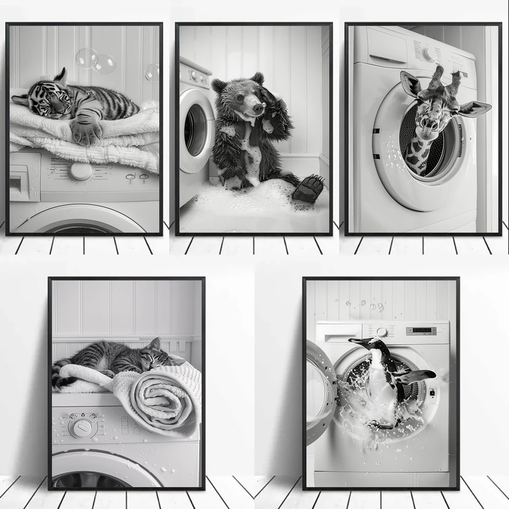 Resin Art Wall Decor - Cute Giraffe Penguin Tiger in Washing