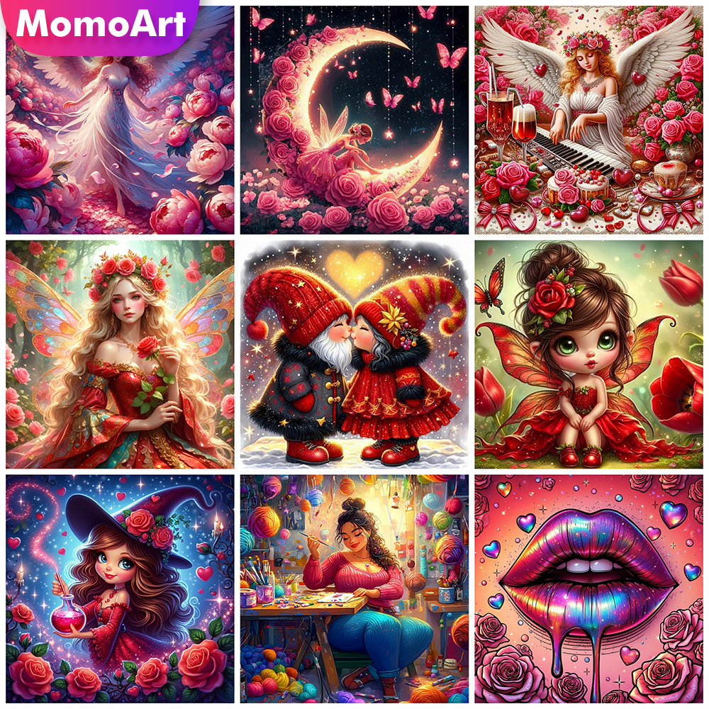 Resin Art Of Rose - Momoart Diamond Mosaic Girl Portrait Rhinestones