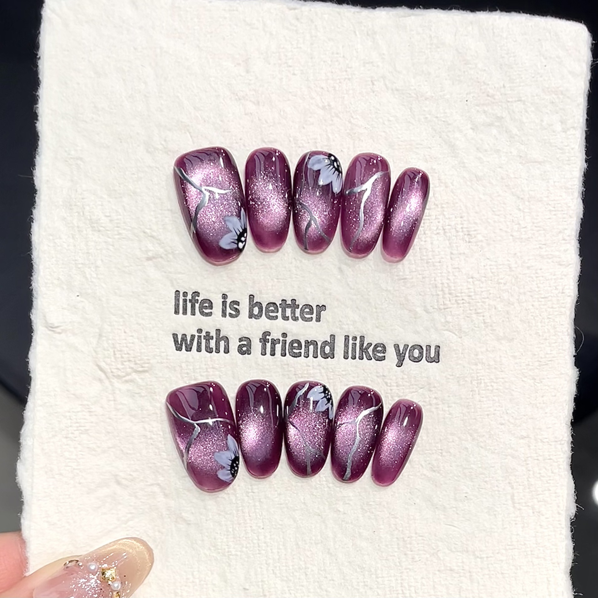 10pcs Handmade Pressed Oval Na - Resin Art Purple 리뷰 및 가격