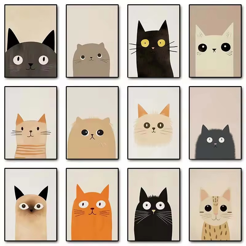 Minimalist Cute Cat Art Poster - Resin Art For Kids 리뷰 및 가격