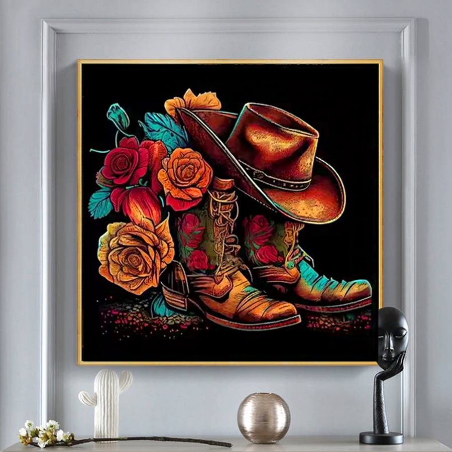 Cowboy Hat Boots Diamond Paint - Resin Art Of Rose 리뷰 및 가격