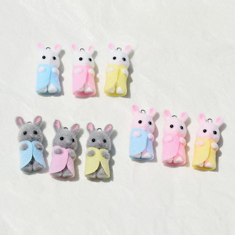 3Pcs 3D Flocking Resin Rabbit  - Resin Art Accessories 리뷰 및 가격