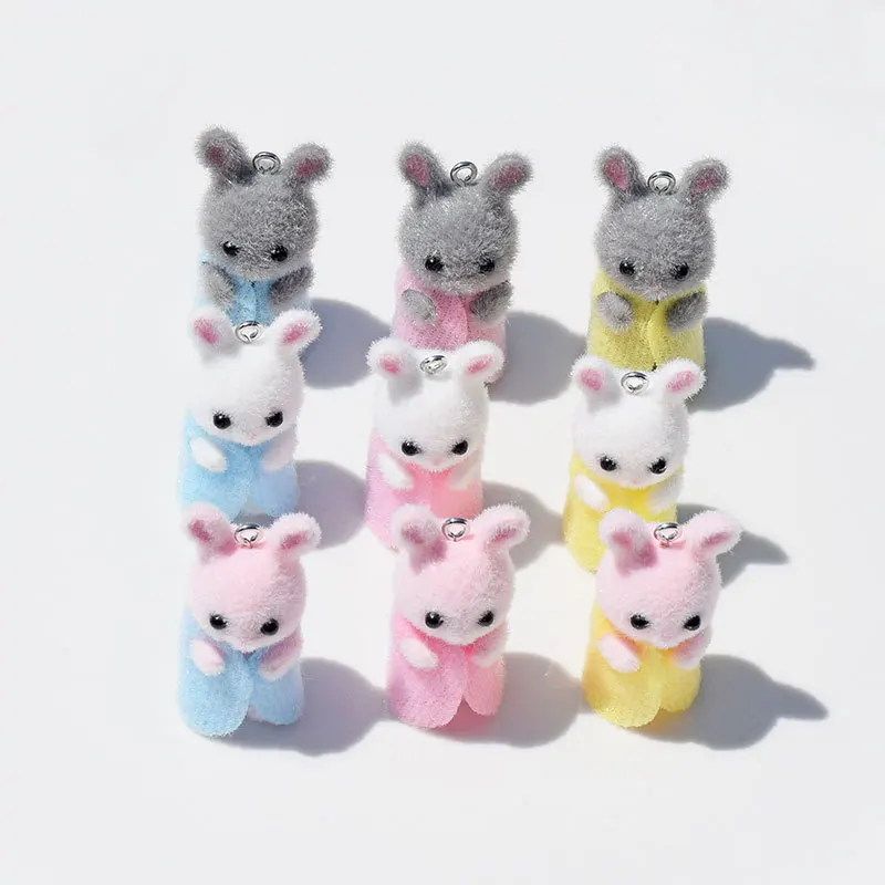 3Pcs 3D Flocking Resin Rabbit  - Resin Art Accessories 리뷰 및 가격