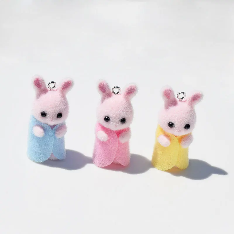 3Pcs 3D Flocking Resin Rabbit  - Resin Art Accessories 리뷰 및 가격