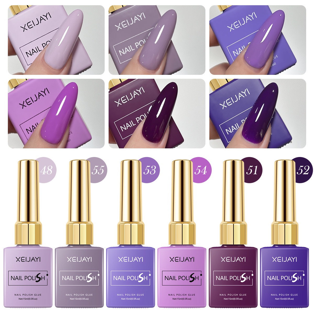 6PCS/SET 15ml Gel Nail Polish  - Resin Art Purple 리뷰 및 가격