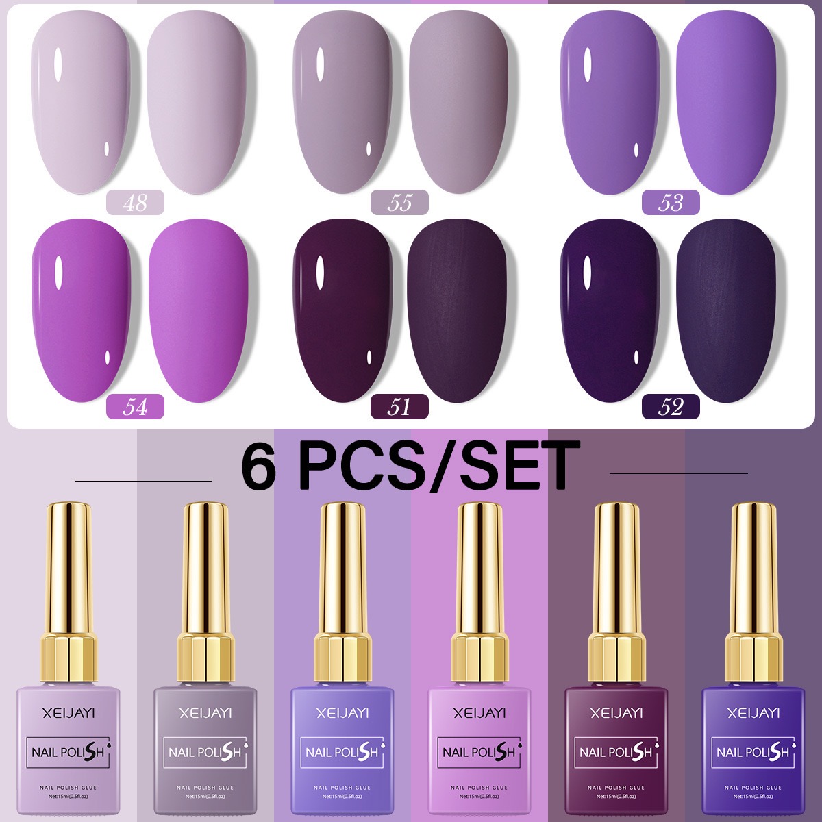 6PCS/SET 15ml Gel Nail Polish  - Resin Art Purple 리뷰 및 가격