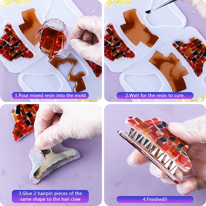 Hair Claw Clips Silicone Resin - Resin Art Letters 리뷰 및 가격