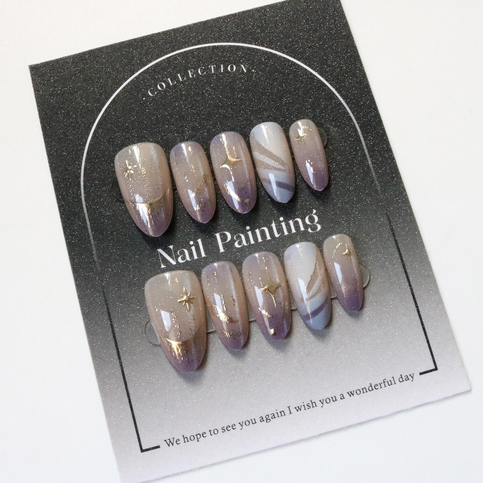 10pcs Cat Eye Purple False Nai - Resin Art Purple 리뷰 및 가격