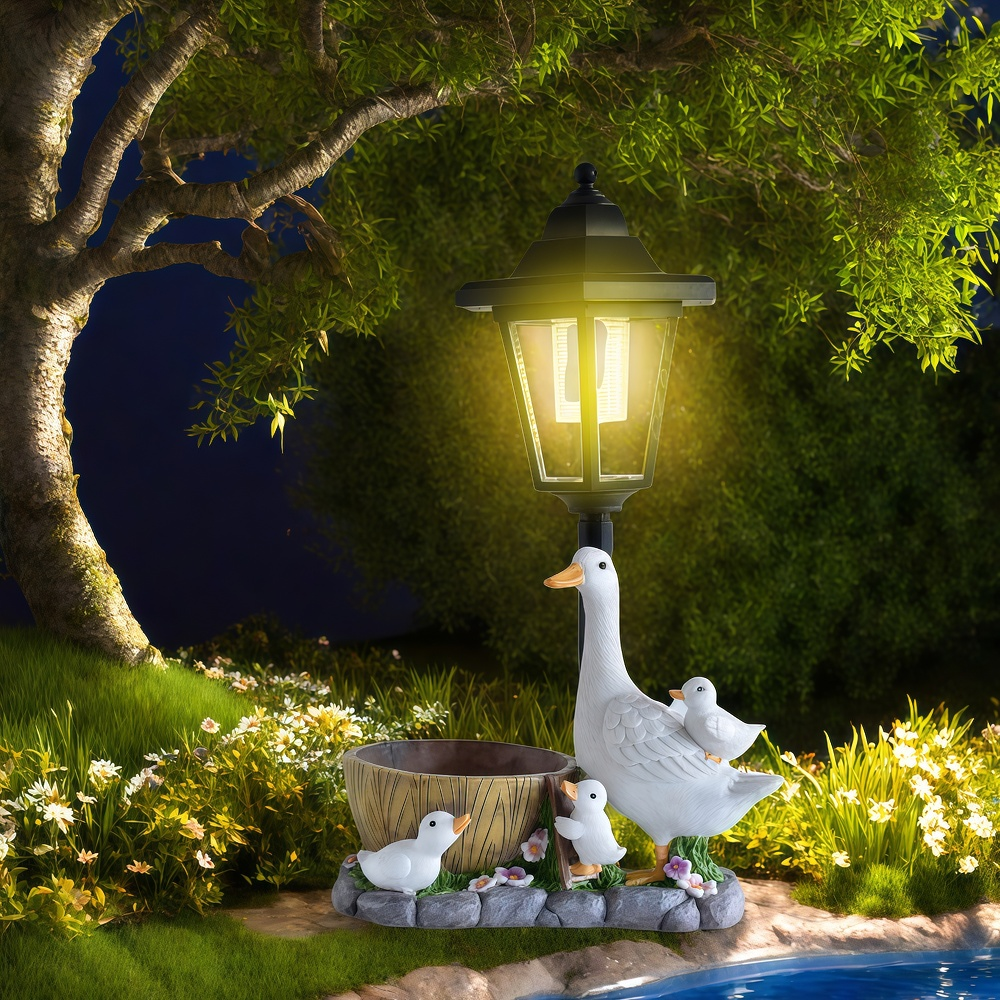 Solar Duck Night Light Garden  - Resin Art And Decor 리뷰 및 가격