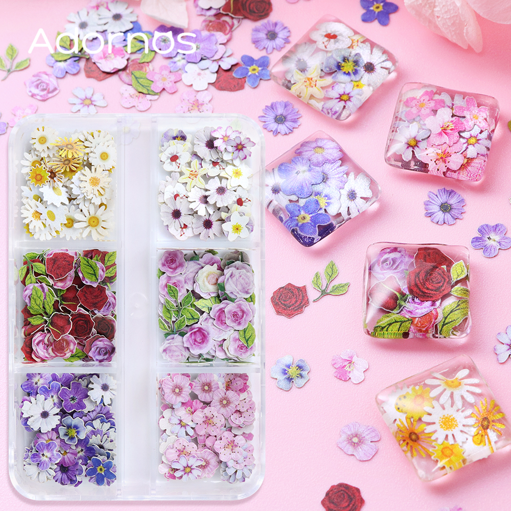 6 Grids Flowers Wood Pulp Chip - Resin Art Of Rose 리뷰 및 가격