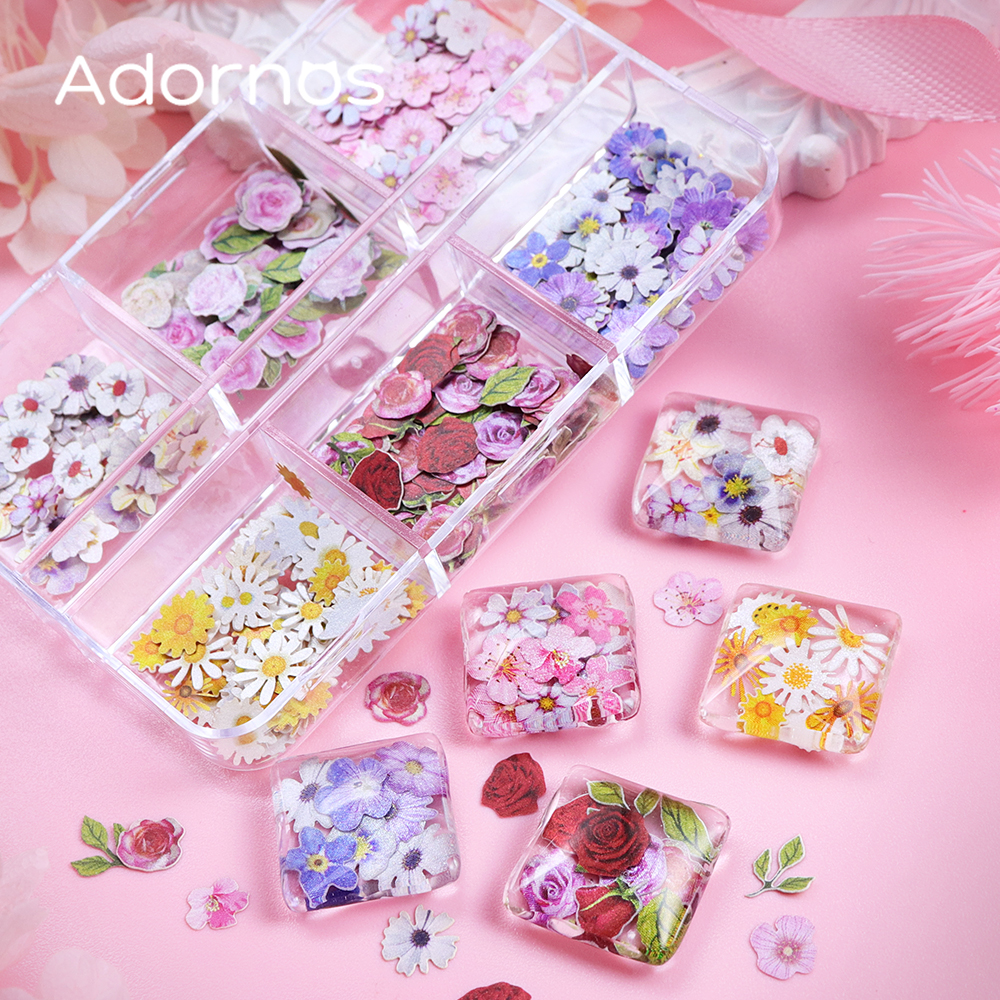 6 Grids Flowers Wood Pulp Chip - Resin Art Of Rose 리뷰 및 가격