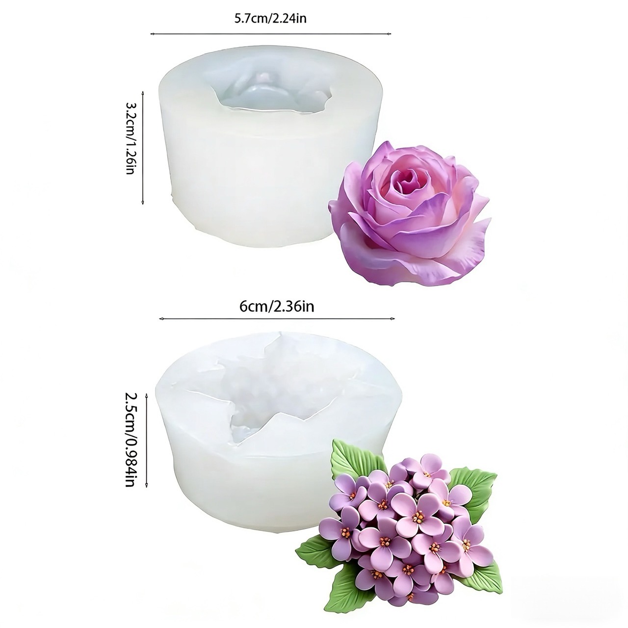 2-Piece 3D Rose and Lilac Sili - Resin Art Of Rose 리뷰 및 가격