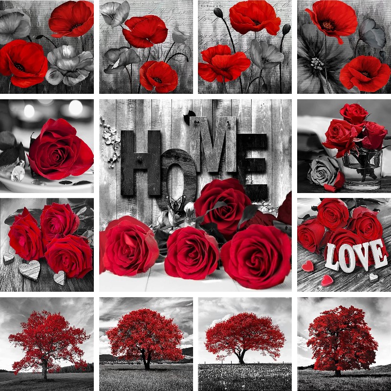 Mosaic Diamond Red Black Art L - Resin Art Of Rose 리뷰 및 가격