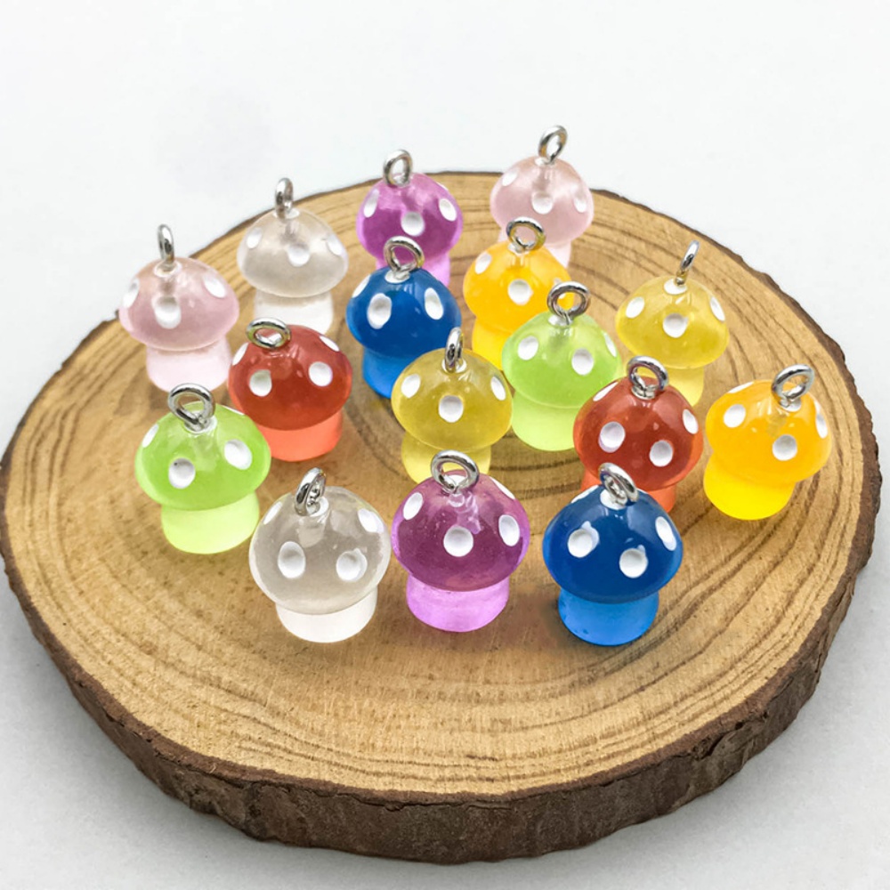 16pcs Luminous Mushroom Charms - Resin Art Notes 리뷰 및 가격