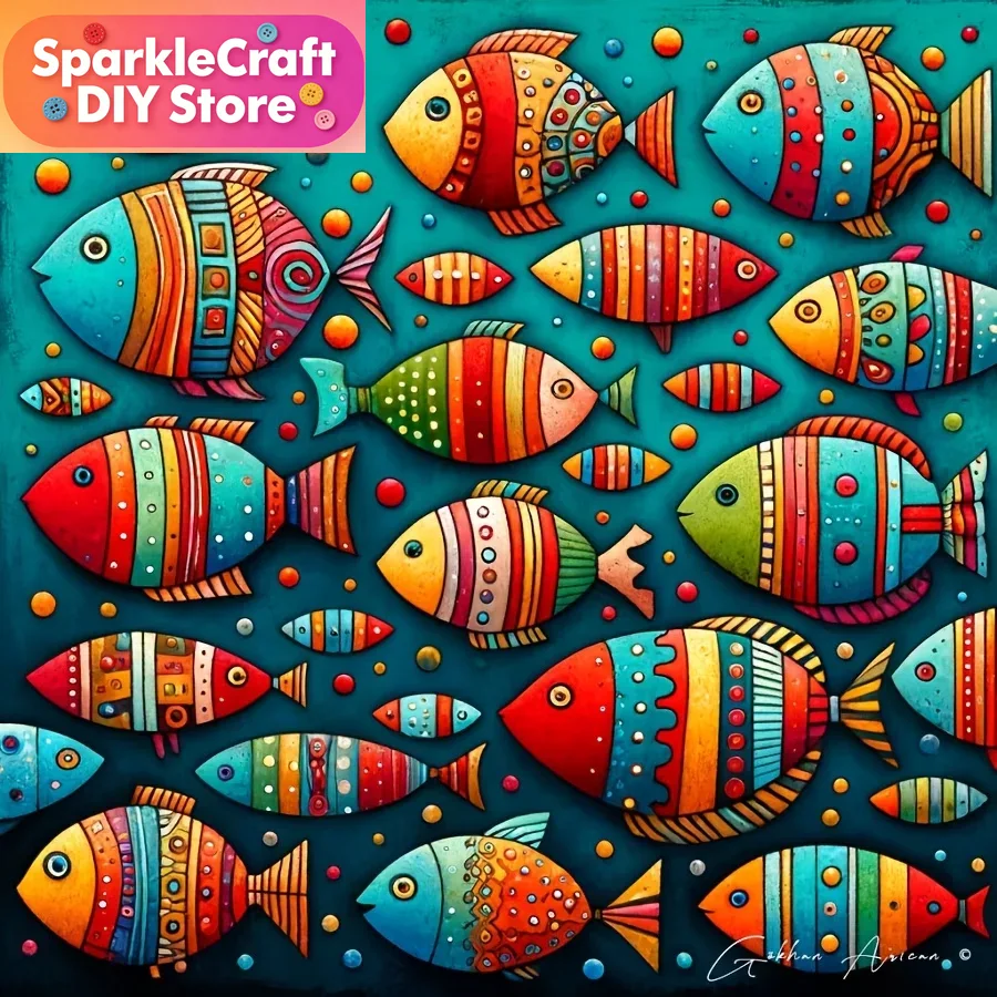 Colorful Whimsical Fish School - Resin Art Wall Decor 리뷰 및 가격