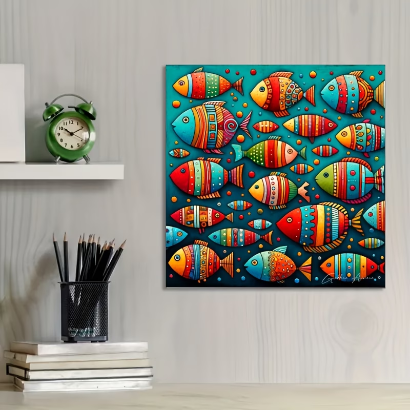Colorful Whimsical Fish School - Resin Art Wall Decor 리뷰 및 가격